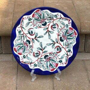 Anthropologie Salma Hand Painted Turkish Floral Stoneware Dinner Plate Platter
